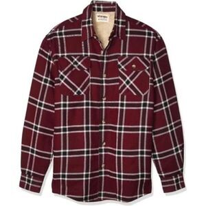 Men's Sherpa Lined Shirt Jacket Wine Red